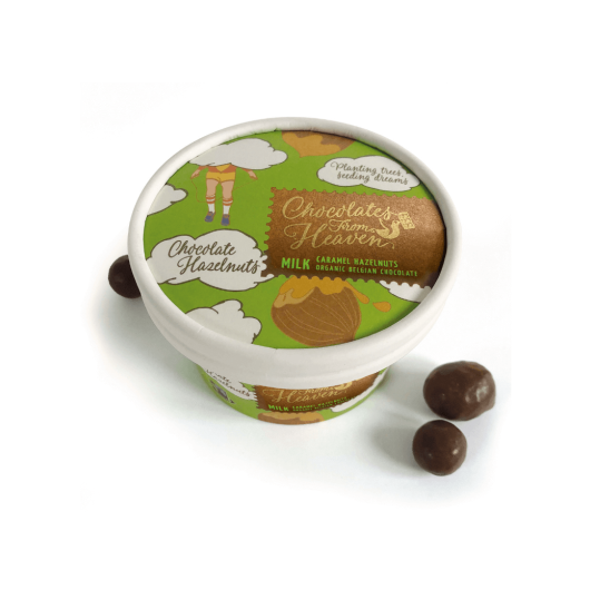 Hrustljavi karamelizirani lešniki z BIO belgijsko mlečno čokolado
