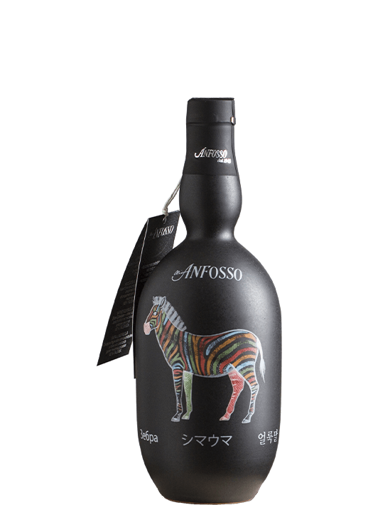 Ekstra deviško oljčno olje hladno stiskano v keramični steklenici zebra