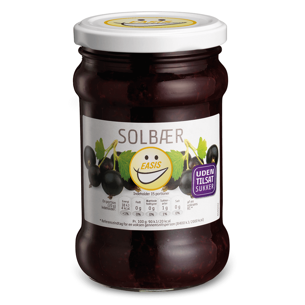 Kozarček marmelade brez sladkorja na kateri je črni riboz