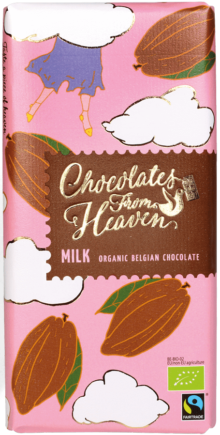 Tablica mlečne bio čokolade v roza ovitku