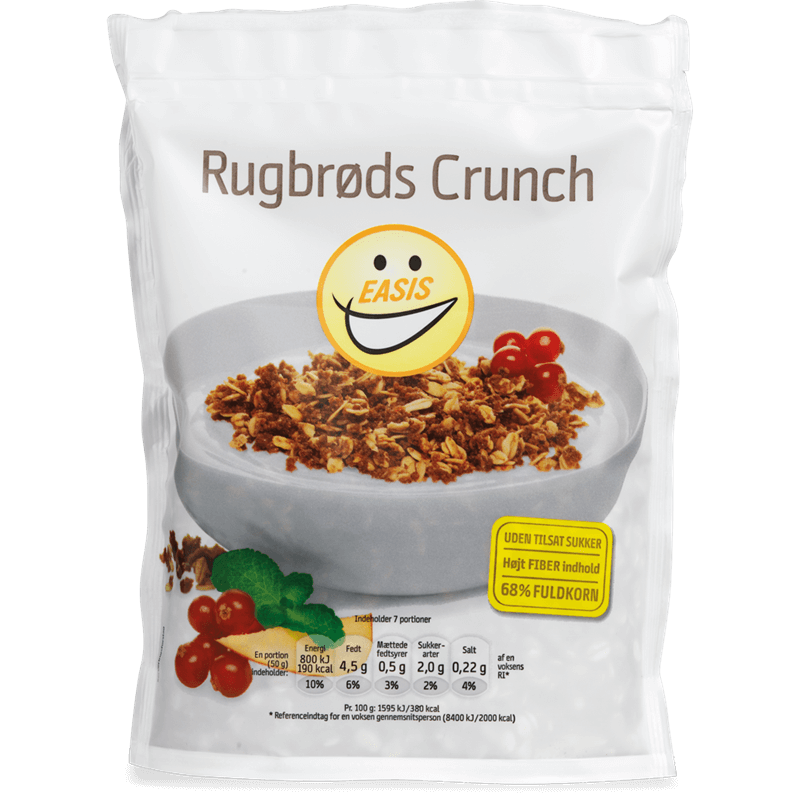 Hrustaljavi rženi musli brez dodanega sladkorja in brez sladil tipa granola