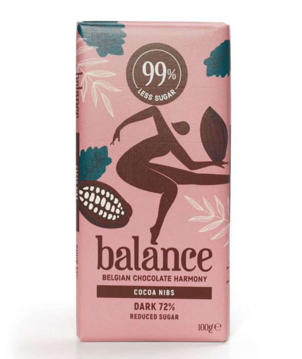 TEMNA ČOKOLADA 72% Z ZRNI KAKAVA s stevijo I Čokolada brez sladkorja