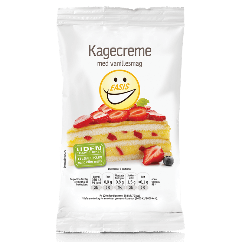 Bela vrečka s sliko torte vanilijeve kreme brez sladkorja