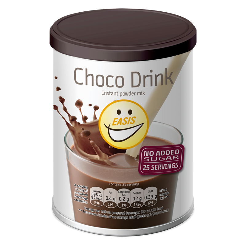 Instant kakav v prahu za pripravo napitka brez sladkorja