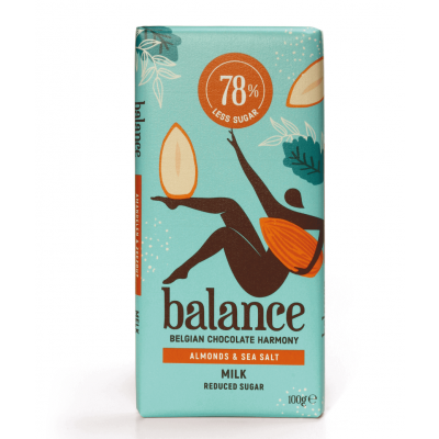 MLEČNA ČOKOLADA mandlji in morska sol STEVIJA 100g 